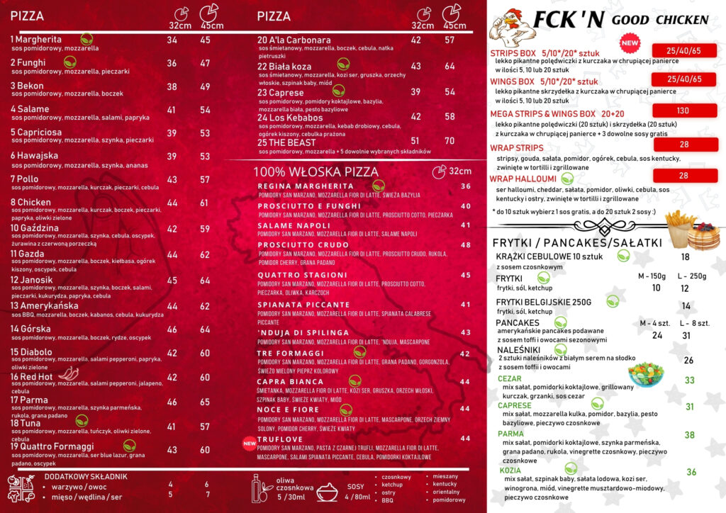 F**king Good Pizza Zakopane Menu